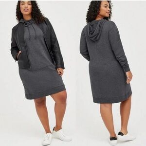 Torrid Plus Size 1X Charcoal Knit Sweatshirt Dress